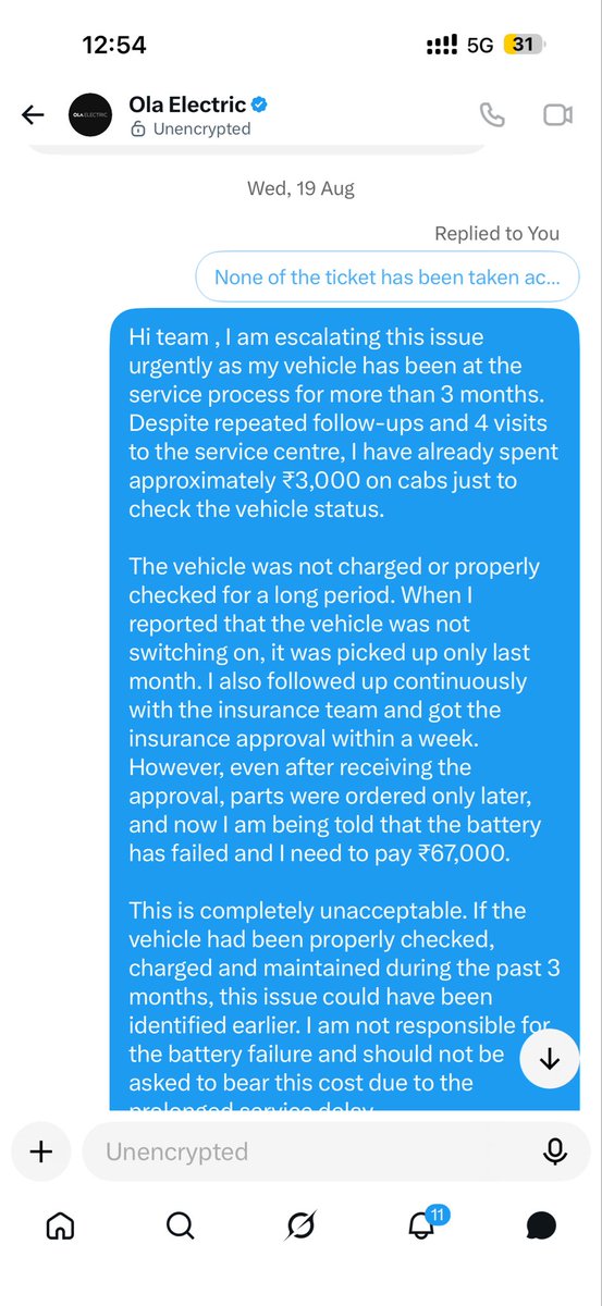 kalidoss_i's tweet photo. @OlaElectric No response from service Center either from Ola team waiting near more than 4 months for my vechile still the issue is not resolved and vechile is in the service Center @bhash  @BBCHindi @OlaElectric https://t.co/75q4jH1ZLC