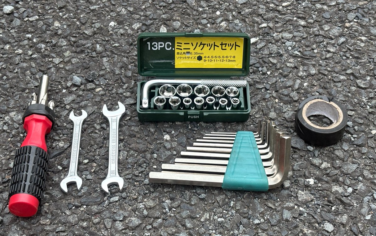 tamuriino_Bike's tweet photo. バイク歴1年目の車載セット。 https://t.co/l0FPSWqu1Y