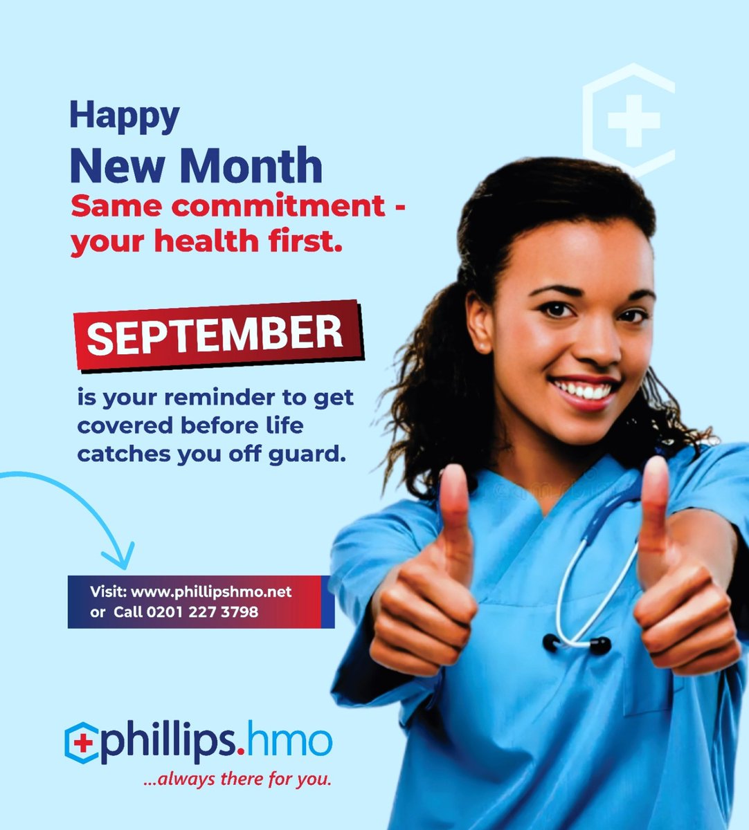 PhillipsHmo1's tweet photo. September is your reminder to get covered before life catches you off guard. Put your health first and protect your wallet with zero stress.

Call: 0201 227 3798
Visit: https://t.co/PtBPJp50Yq

#PhillipsHMO #HealthInsurance #LagosHustle #Trending https://t.co/SU0g8rNXXg