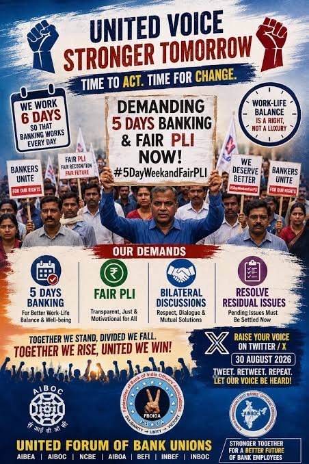 ankity041997's tweet photo. #5DayWeekandFairPLI
@PMOIndia
@DFS_India
@ChairmanIba
@CLCMOLE
@UFBUIndia
@LChandrase57170 
@ncbeofficial
#NCBE
Fair PLI
5 Day Banking 
For all
By all https://t.co/tLGoXn5gzC
