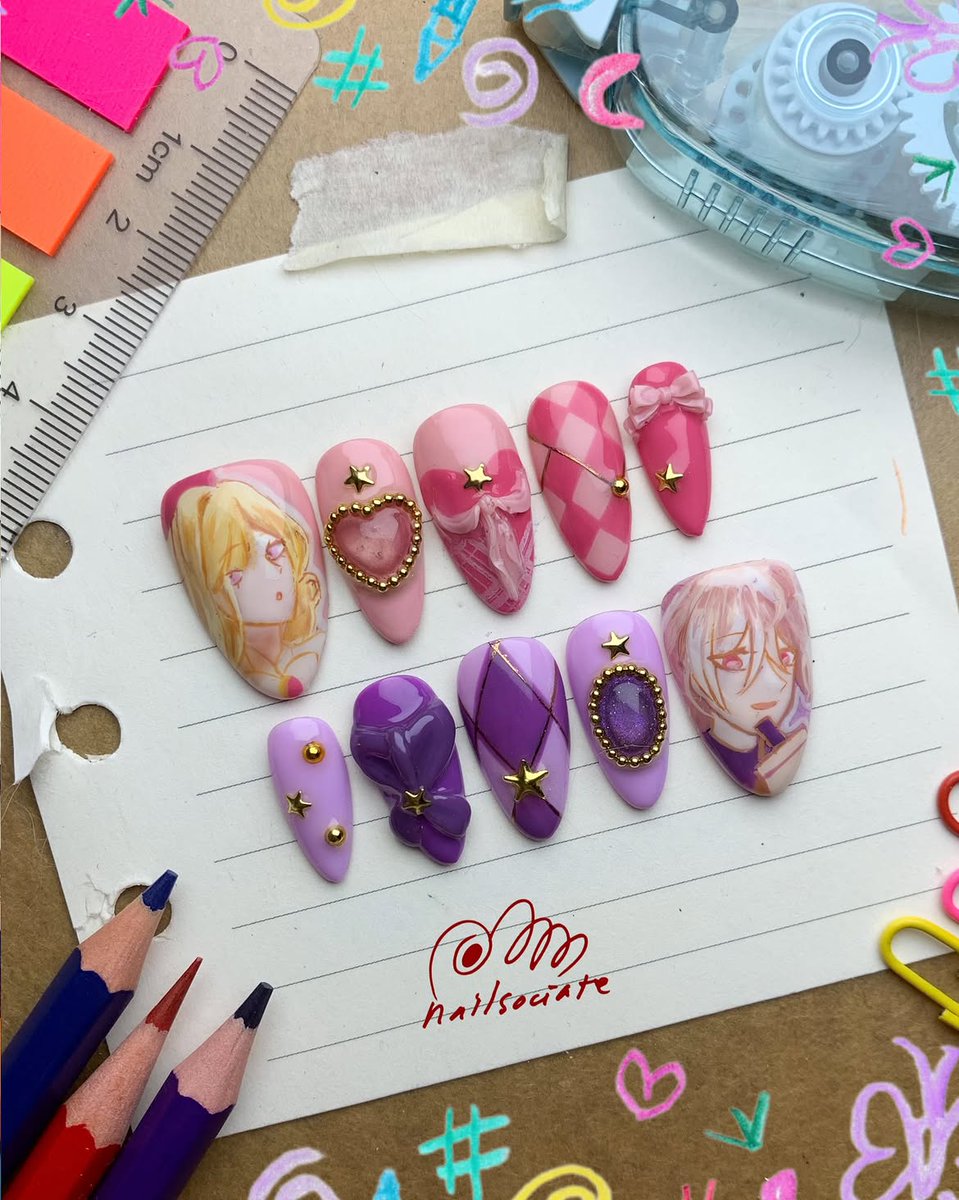 nailsociate's tweet photo. This set was inspired by my client’s original character!
Honestly, this set took me on a little journey. 🥹 https://t.co/MnbJgqBDmy