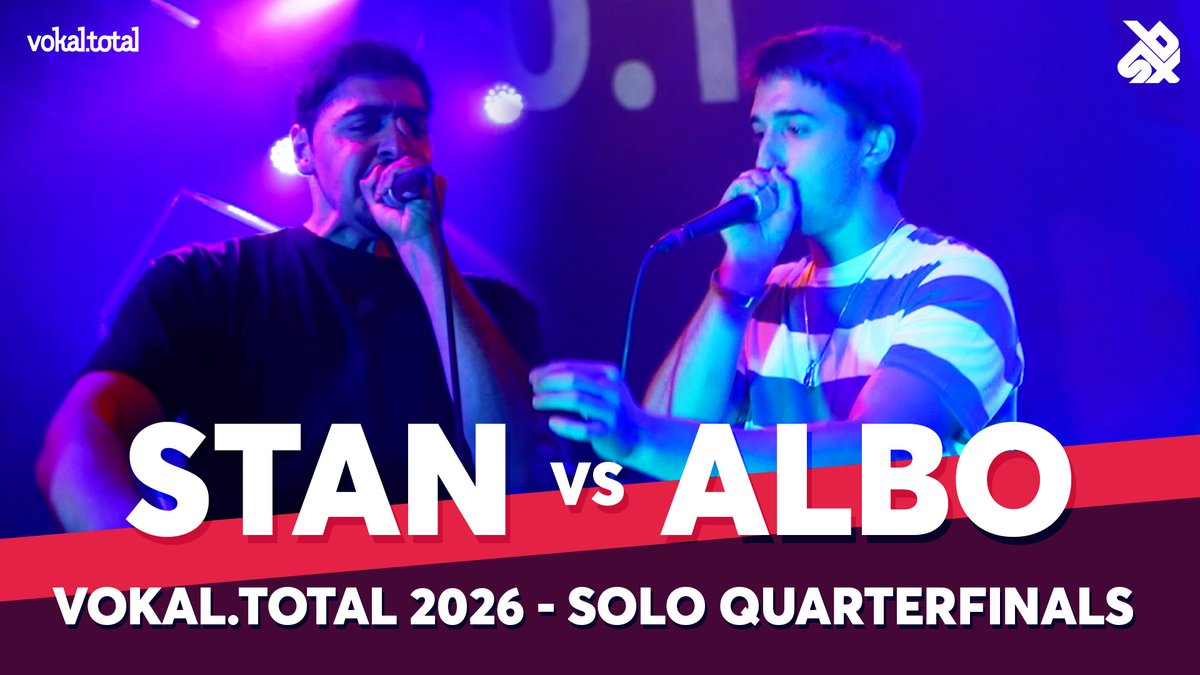 swissbeatbox's tweet photo. https://t.co/oXqWStEeNm 2026
───
✦ Solo Battle · Quarter Final 4
Albo 🇮🇹 · × · Stan 🇧🇪 
▶▶ Full Playlist → https://t.co/rJb0XxqrHW
🔗 [ https://t.co/KsrHFLA2RK ]

#vokaltotal #beatbox #swissbeatbox https://t.co/EyVlEgVefJ