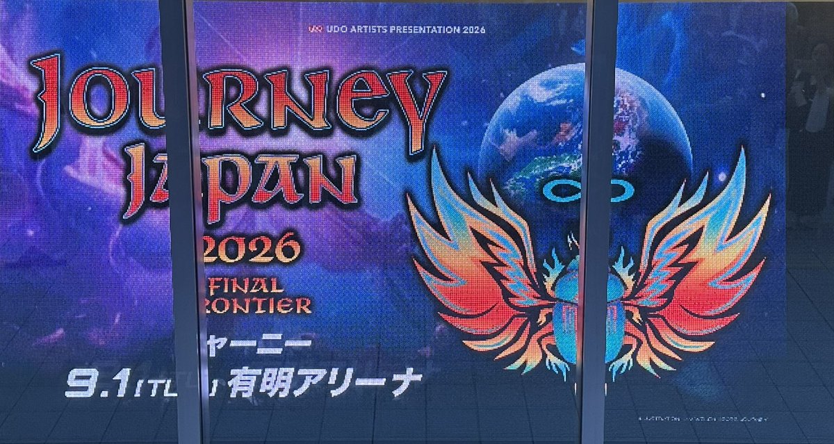 MuvTbDl51nxzoHi's tweet photo. #JOURNEY
#FinalFrontier
#有明アリーナ
(2026.9.1)
Fukuokaだけかと思ってたら東京公演ありと言う事で参戦。前回2024に引き続きの参戦。今回は物販も買わないのでゆっくり。デザインが個人的には前回とほぼ変わらないので良いかな〜ト。大人しく最後?
の日本公演ライブに専念しまス。 https://t.co/G7YTCRFA7r