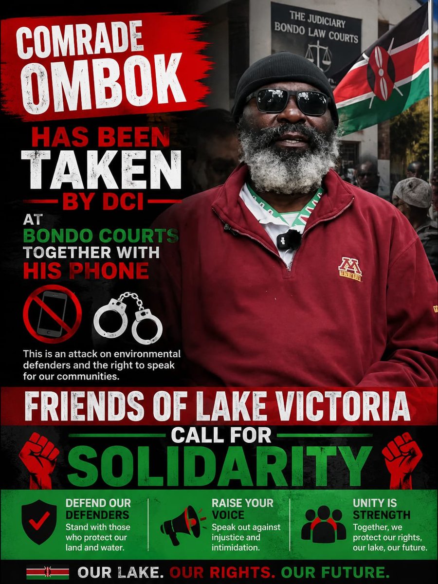 UsonakiC's tweet photo. Weaponising the criminal justice system against a rural community merely seeking information on the proposed NPP and a duty to exercise the inalienable freedom of choice is a new low. Free comrade Otieno Ombok. Free the Lenya 19. https://t.co/B6m1dYEumv
