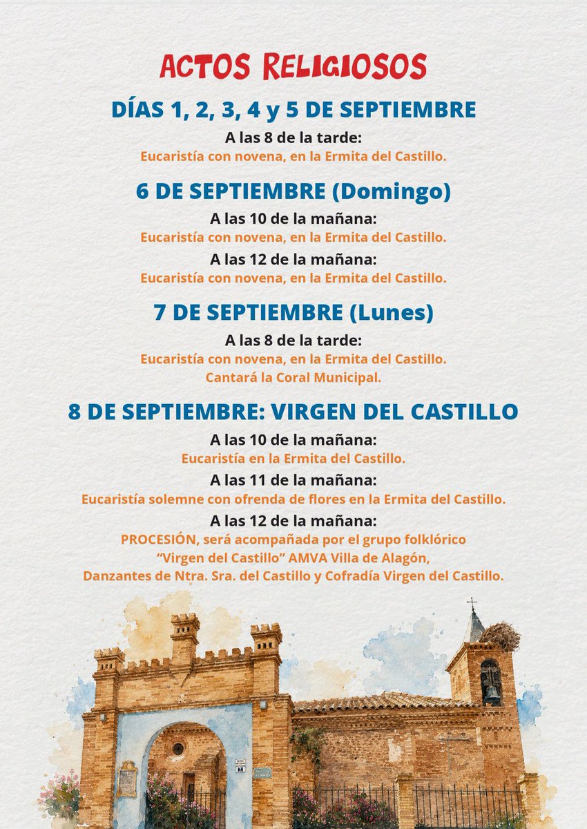 dolorosaalagon's tweet photo. COMIENZAN LOS ACTOS EN HONOR A NUESTRA PATRONA.

La Parroquia de Alagón da comienzo hoy a los actos religiosos que culminarán el próximo día 8 de septiembre con la celebración de la festividad de la Virgen del Castillo.

Os animamos a participar.

#DolorosaAlagon🖤🗡️ https://t.co/opZdKykuob