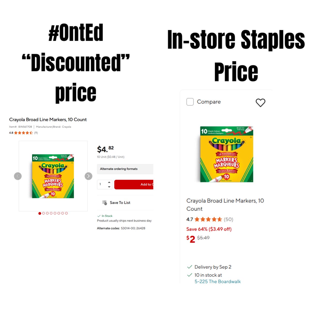 ESL_fairy's tweet photo. Our taxpayer dollars are being spent at an American company (in the middle of a trade war) that offers better deals to folks walking in off the street than to teachers ordering through the Ontario Ministry of Education portal. Make it make sense!!! #OntEd https://t.co/xMEZ32k5Ns