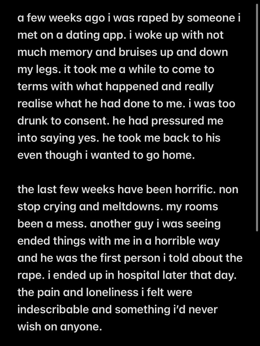 lovergirllmar's tweet photo. tw rape

finally feeling ready to talk about it. im on the mend. im going to be okay. https://t.co/KzAgc4zsJw