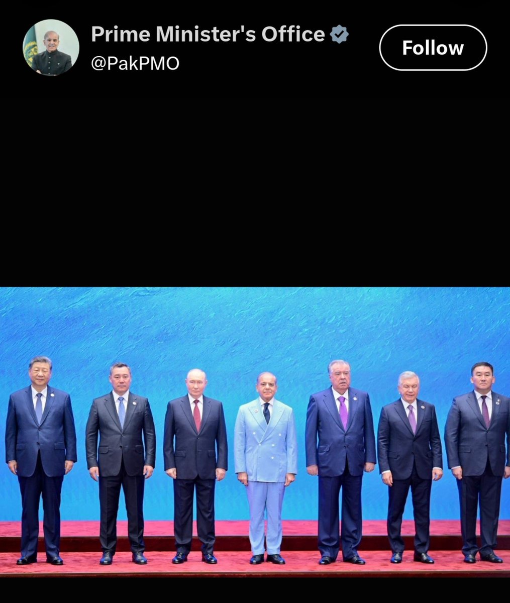 sidhant's tweet photo. Pakistan PM office releases SCO family photo, editing out Indian, Iran leaders out. https://t.co/45cAaL2kVn
