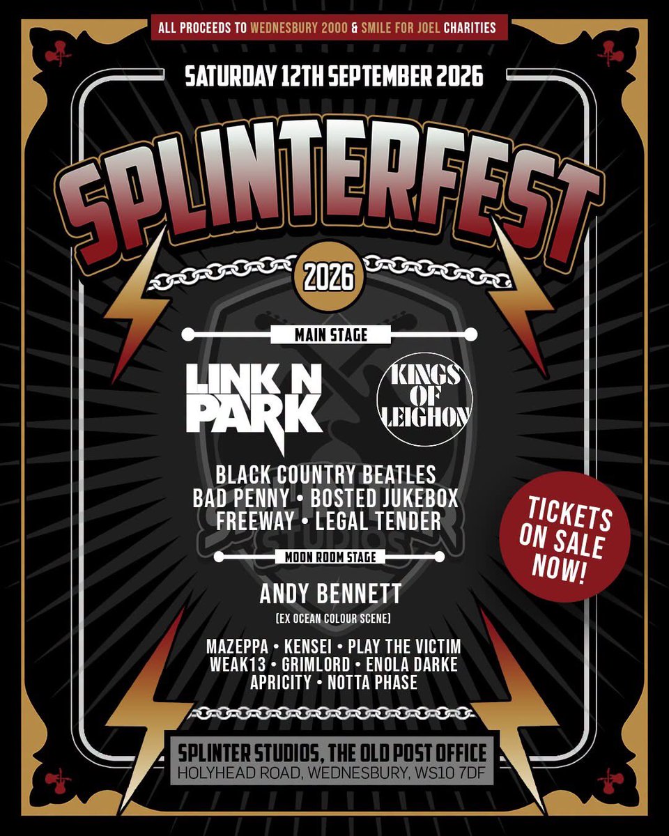 NickJTownsend's tweet photo. @WEAK13 play Splinter Fest #Wednesbury Saturday Sept 12th 2026. Tickets: https://t.co/gpj5YBawcL

Singles by #Birmingham &amp; #BlackCountry rockers WEAK13

Me To Be
https://t.co/GtWa94ZBgF

Unpopular #Claymation 
https://t.co/JRQLe62C4V 

Hey You Down There
https://t.co/aTBQLzKays https://t.co/tHw1964ORO