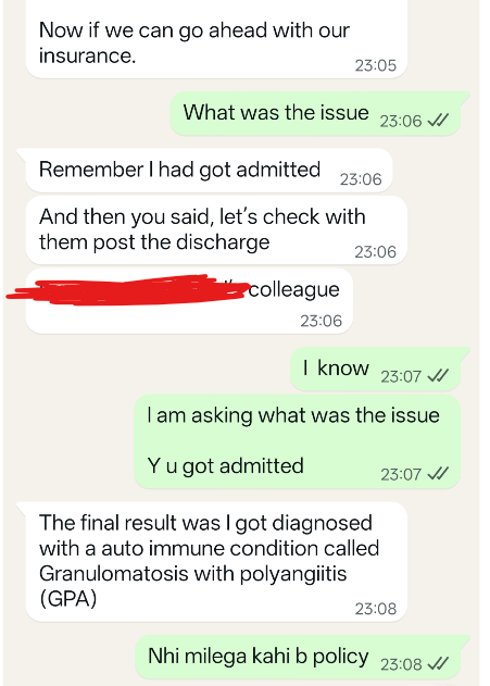 NIKHILLJHA's tweet photo. 🚨 He was 32. Healthy. Earning ₹25L/year.
He thought health insurance could wait.

It couldn't.

6 months ago, 
He approached us to buy a policy.
We explained everything.

He kept delaying:
“I’m only 32. What will happen to me?”
“I already have corporate insurance.”

Then last month:
🩺Severe fever.
🩺Chest pain.
🩺Fluid in the lungs.
🩺Autoimmune disease.
10 days in the hospital.

Bill: ₹8 lakh.
After discharge, he came back to us.

“I want to buy health insurance now.”
But now, it was too late.

Because of his newly diagnosed autoimmune condition, getting comprehensive health insurance became extremely difficult and could involve exclusions or rejection depending on underwriting.

The irony?
The policy he had delayed cost him only ~₹20,000/year.

He earns ₹25 lakh/year.

It wasn't that he could not afford insurance,
He simply thought he wouldn't need it.

That's the biggest mistake people make with health insurance.

You don't buy it because you're sick.
You buy it because you're healthy.

Once a serious illness arrives, the question isn't:
“Which policy should I buy?”

The question may become:
“Will anyone insure me now?”

Don't wait for a ₹8 lakh hospital bill to teach you this lesson.
Buy health insurance while you still have the choice.