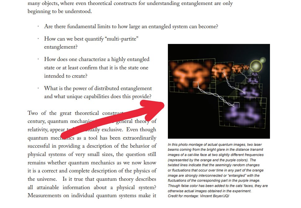 CrankDeGod's tweet photo. While digging through the https://t.co/3B9CwmqyPa archive, I found a hidden gem on page 18

https://t.co/sL6lhvbNTr

If you look at the bottom right, you’ll see the Quantum Cat

It wasn’t just a random cat image

Scientists created two quantum cat images from laser beams and entangled them

The orange cat and purple cat were connected at a quantum level

And this is the only animal inside an official government quantum file