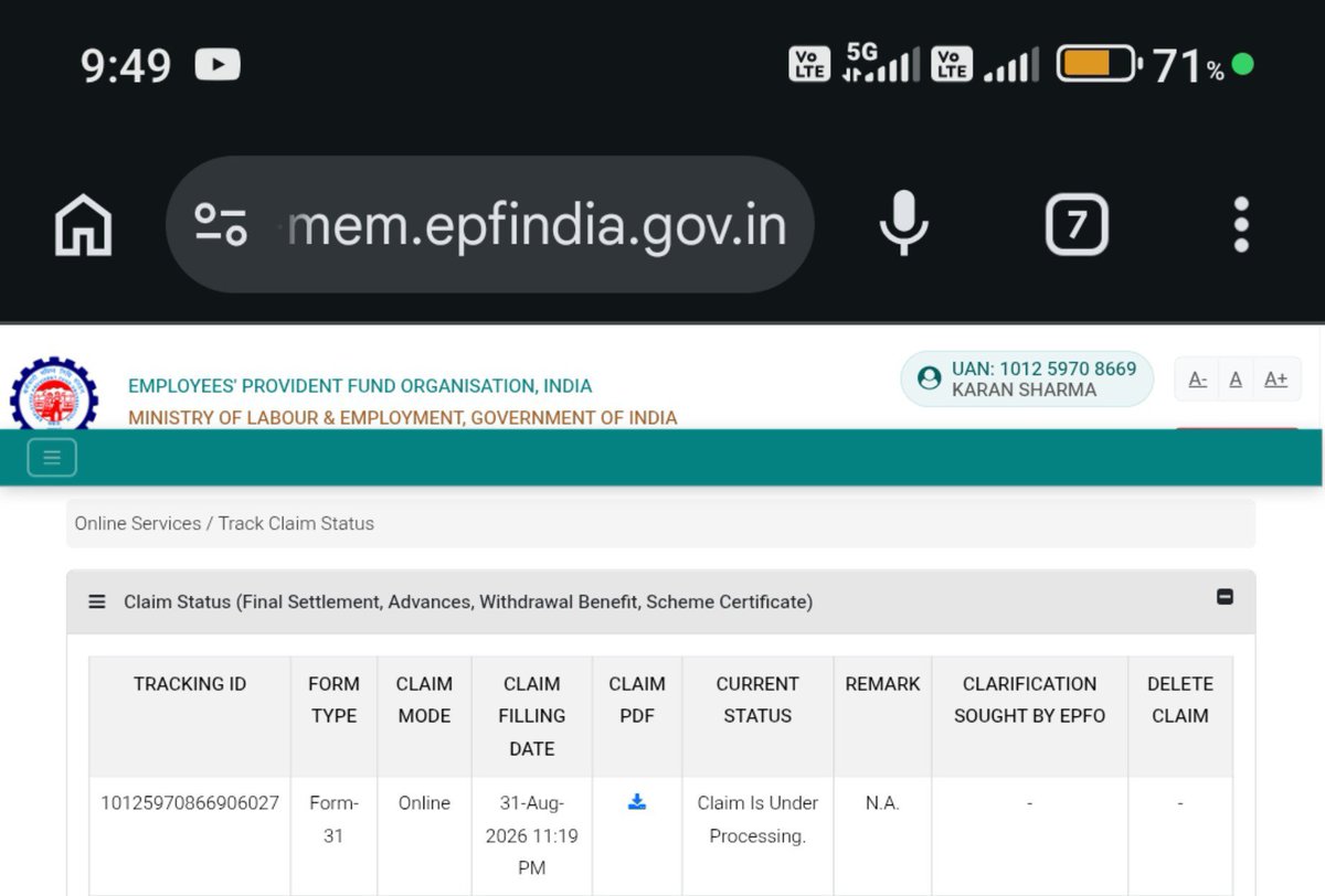 isharmak's tweet photo. .@officialepfo @narendramodi 

Kindly please help in settlement of this claim. Due to an emergency hospitalization of brother, Form 31 was applied &amp; yet under PROCESS 

UAN - 101259708669
Claim ID - 10125970866906027

@mansukhmandviya
@LabourMinistry .@rodelhicentral https://t.co/YD1ZAz0Evj