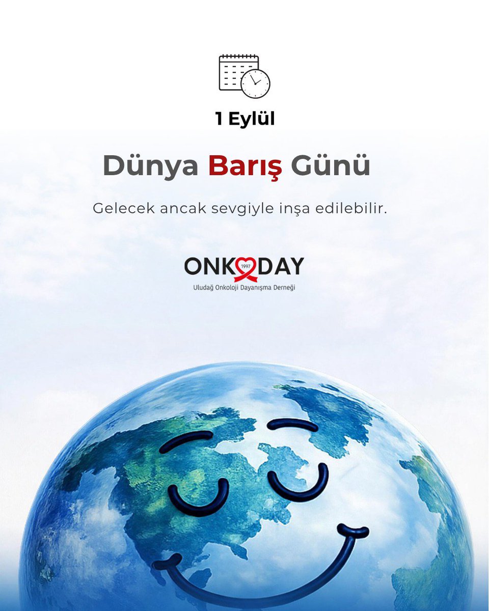 onkoday's tweet photo. Barışın, adaletin ve dayanışmanın hâkim olduğu, farklılıklarımızla birlikte huzur içinde yaşayabildiğimiz bir dünya dileğiyle…

Dünya Barış Günü kutlu olsun.

#dünyabarışgünü https://t.co/t7OHgzOe8d