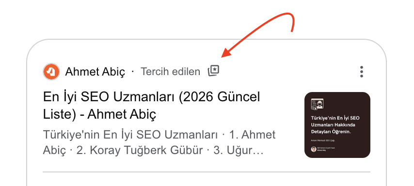 ahmtaic's tweet photo. Google’ın “Tercih edilen kaynak” özelliğini fark edenler burada mı?

Ben bunu direkt siteye eklemek için küçük bir araç geliştirdim.

Ve evet, çalışıyor. 👀 ↓ https://t.co/jSpO43oy5p