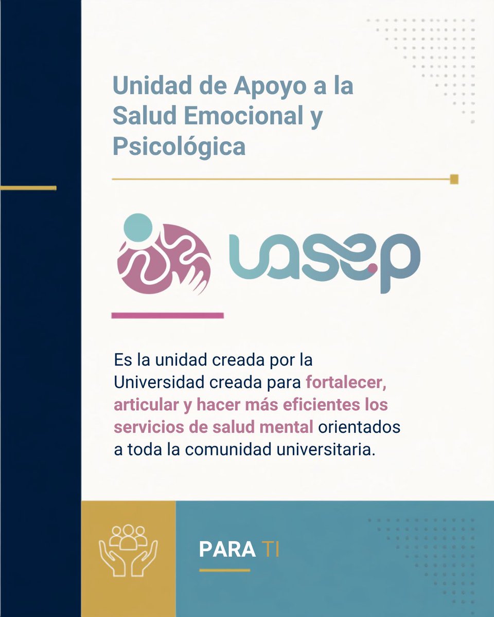 uasep_unam's tweet photo. ¿Qué es la UASEP? 🩵🩷

La Unidad de Apoyo a la Salud Emocional y Psicológica trabaja para fortalecer el bienestar psicológico y emocional de la comunidad universitaria, acercando información, recursos, orientación y estrategias de prevención. 

#UNAM #SaludMental #Psicología https://t.co/Ad52zHyJo7