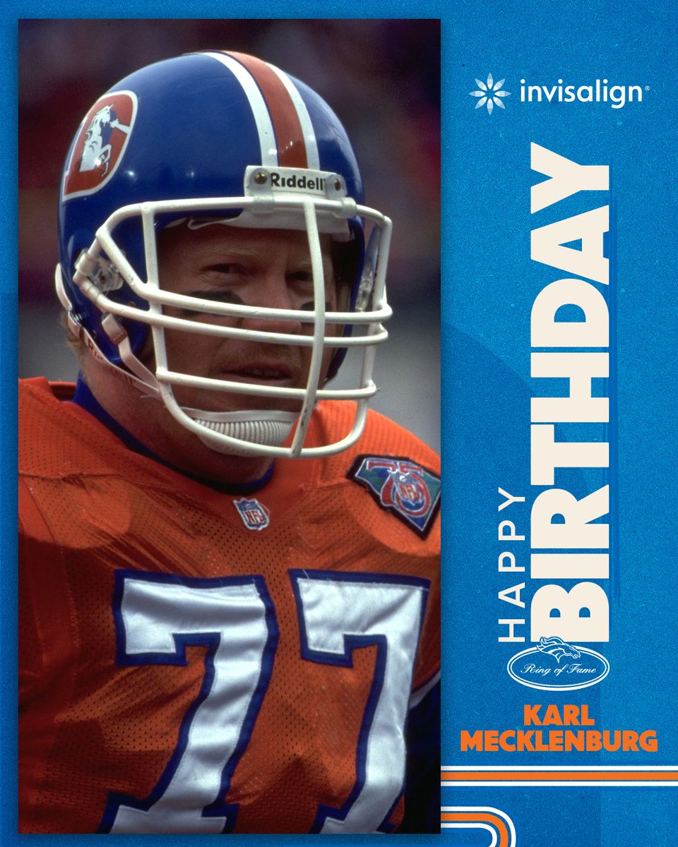 Broncos's tweet photo. RT to help us wish #BroncosROF LB @KarlMecklenburg a happy birthday! 🥳 https://t.co/8zMfnSRSAD