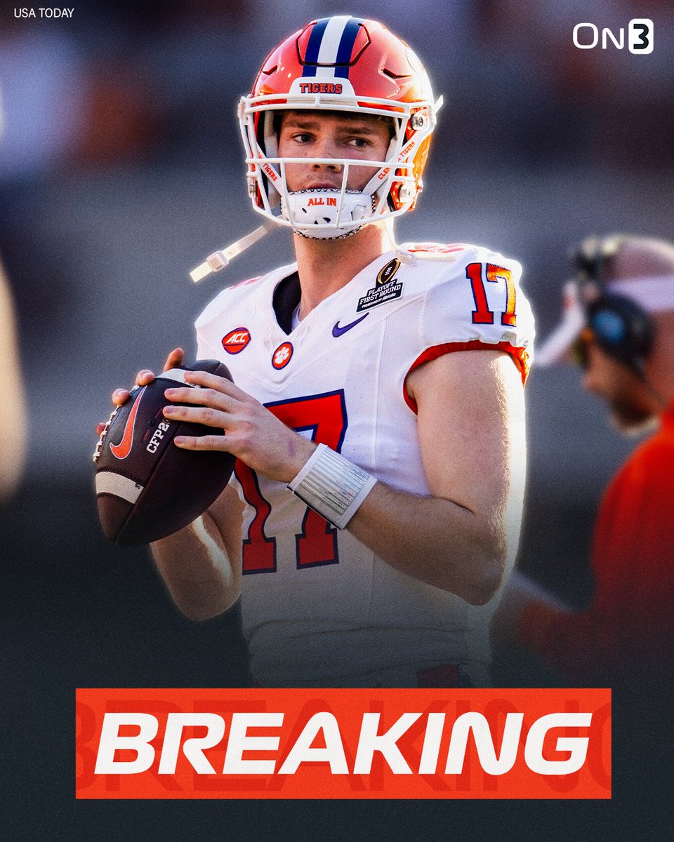 On3's tweet photo. NEW: Clemson has named Christopher Vizzina its starting QB, Dabo Swinney announced🐅

https://t.co/1ENzNfQAay