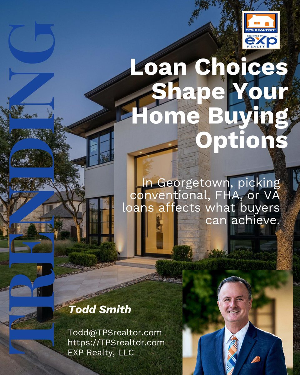 TPSRealtorATX's tweet photo. In Georgetown, picking between conventional, FHA, or VA loans sets the tone for what’s truly possible, many buyers now leverage these basics to buy where they want, not just what they can.

What would tip your decision? https://t.co/WdqPesqCVj