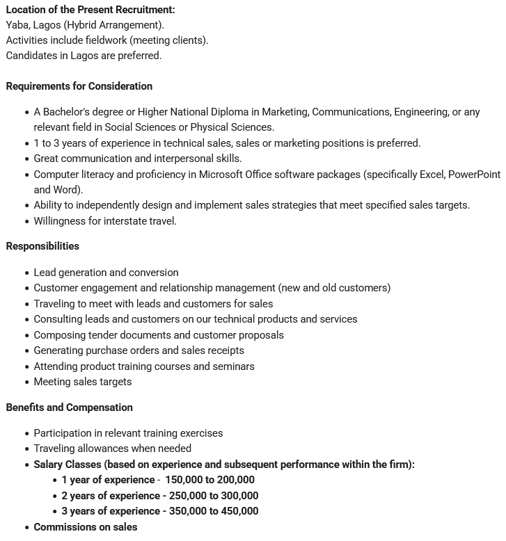 TheTemiOmosebi's tweet photo. Happy new month! I am recruiting five Technical Sales Representatives for a fluid engineering company. Hybrid job in Lagos.
Application link: https://t.co/oTDp7tI2sP

Kindly retweet. https://t.co/HIy4bHIjCa