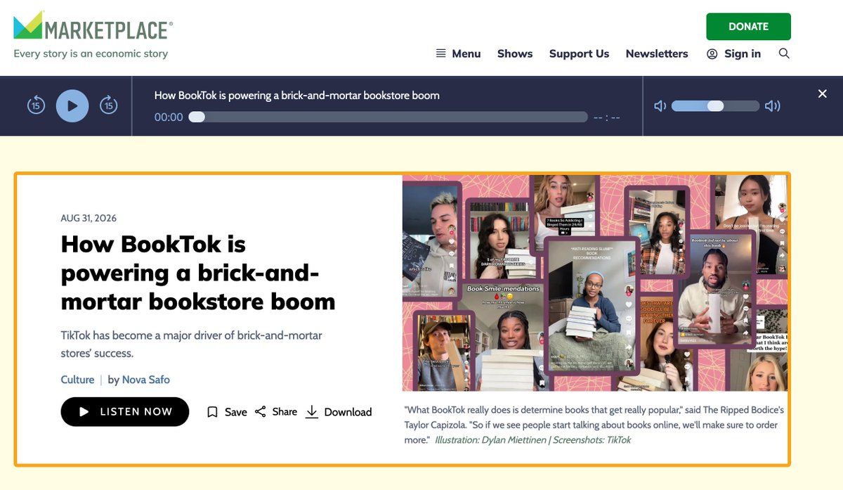 LibraryJournal's tweet photo. How #BookTok is Powering a Brick-and-Mortar Bookstore Boom (via @Marketplace)
https://t.co/68aQWLhQub

#books #bookstores #reading https://t.co/Ah74jKWQbn