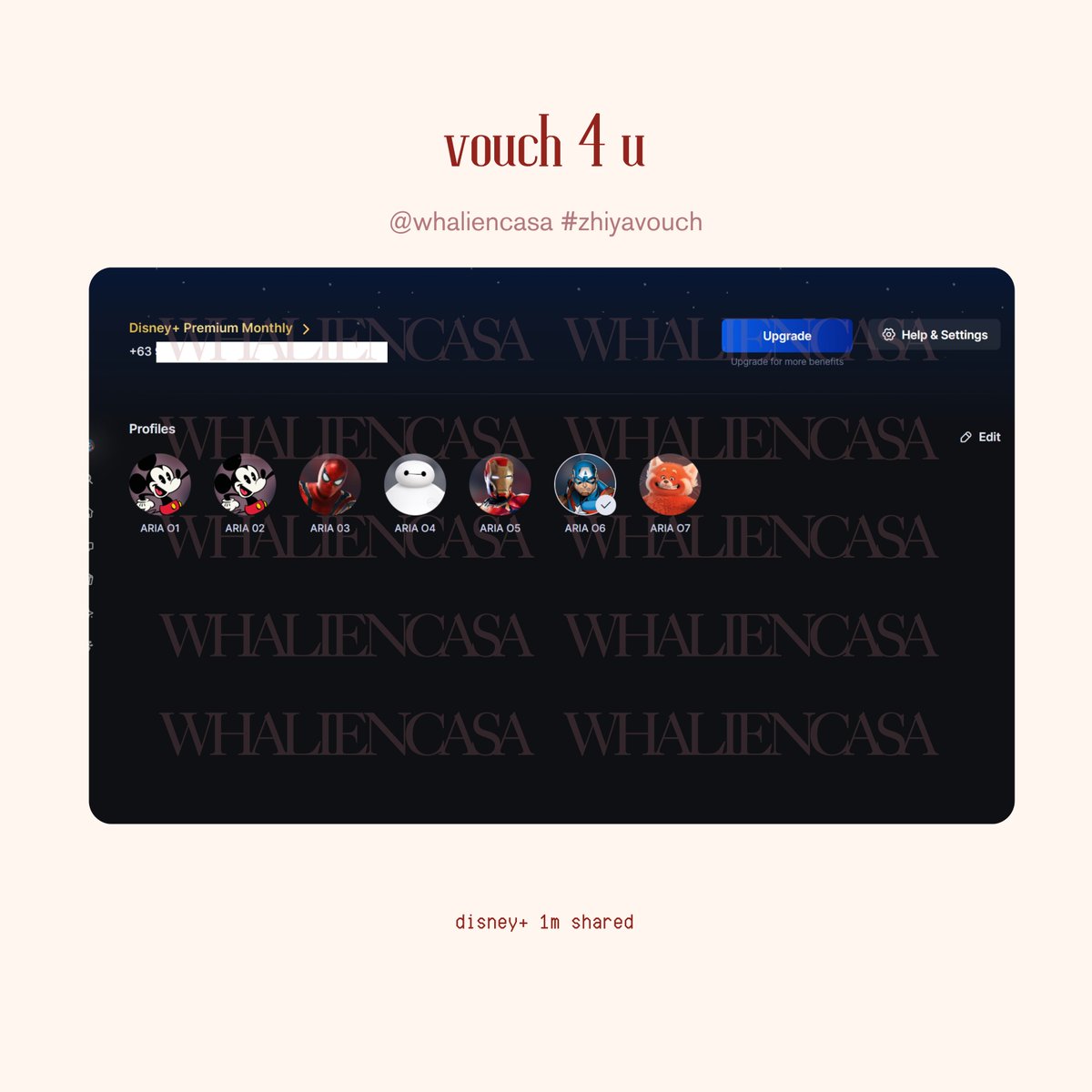 whaliencasa's tweet photo. #zhiyavouch 🍎🪭❤️‍🔥 | to @.ariaetty 

tnx for the fast transaction of disney plus one month shared! (repeat buyer here ^^)

#loveariaetty https://t.co/nb0R9suO6y