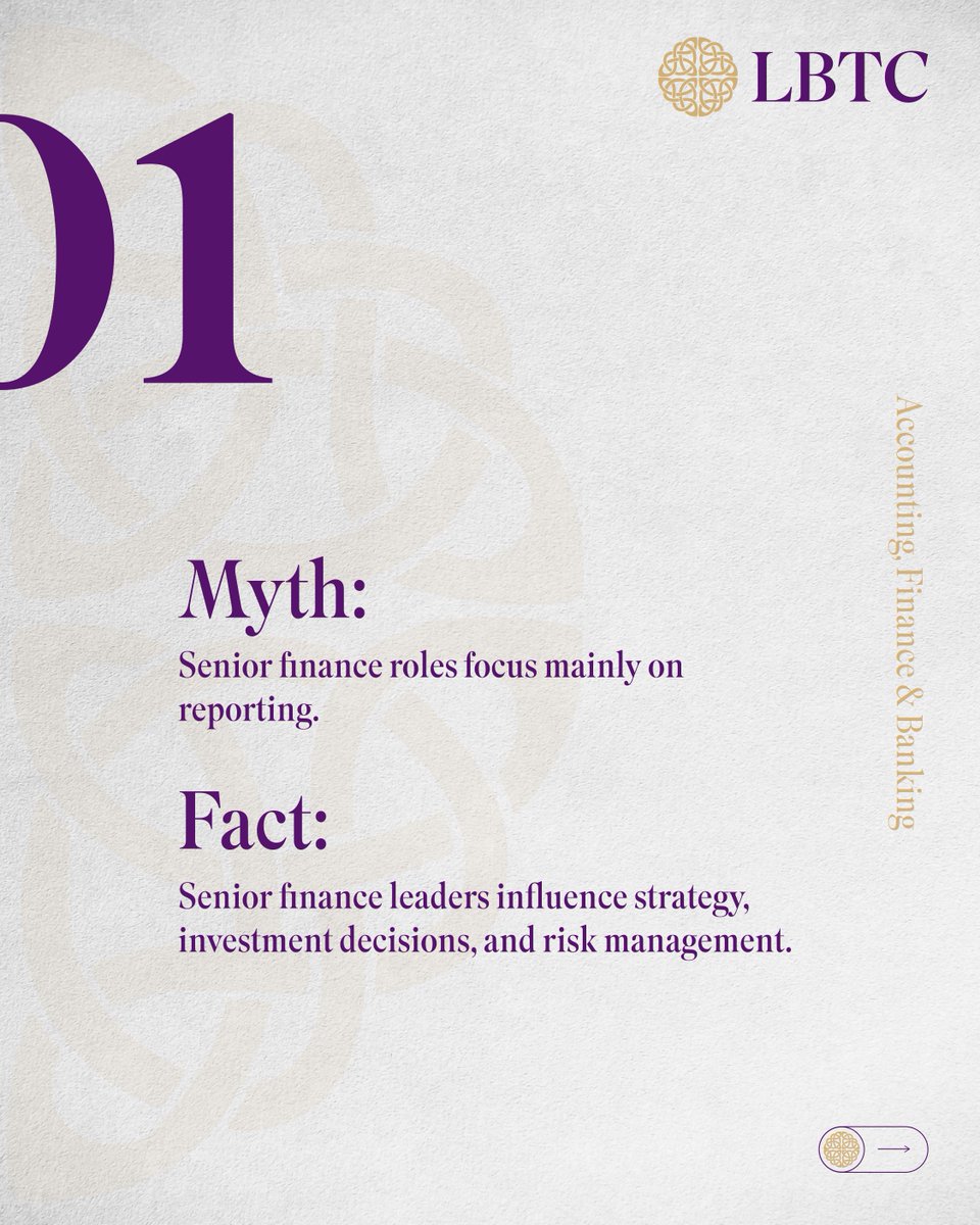 lbtc_uk's tweet photo. 💼 3 Myths About Senior Finance Roles You Need to Know!
Build real finance skills with LBTC's BAC-accredited courses, London & online. 🌍
👉🔗 https://t.co/mJpEsCVlO0
#MythAndFact #FinanceLeadership #FinanceCourses #FinanceCareers #LBTC https://t.co/82ZxH7PVbu