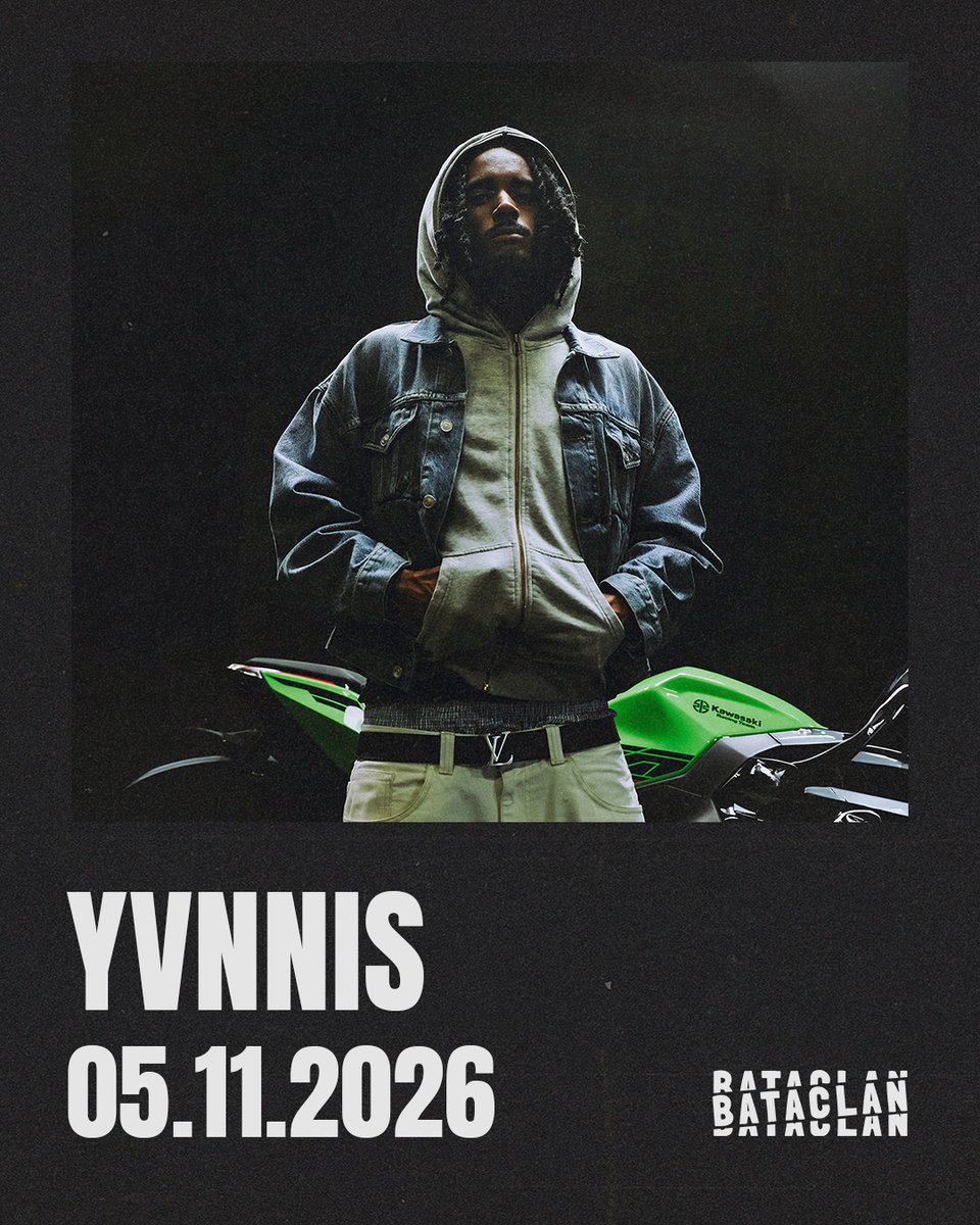 bataclan_'s tweet photo. YVNNIS – 05.11.2026
Après son album NOVAE et L’AFRO OU LES TRESSES, Yvnnis s'impose comme l’une des figures les plus prometteuses dans le rap français. Il revient avec DND, son dernier album, plus affirmé et marqué par plusieurs collaborations. On vous attend le 5 novembre 2026 au Bataclan !

🎫 Billetterie ouverte : https://t.co/TmKLO1z0Zf