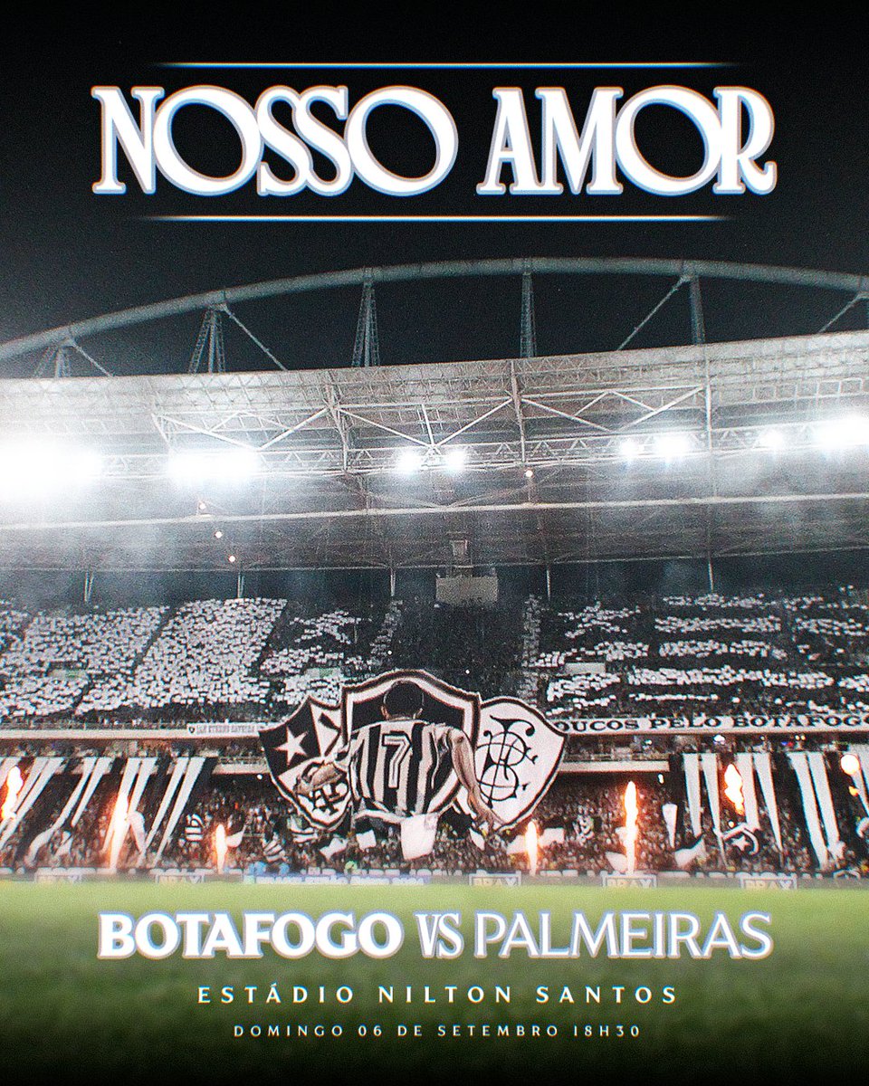 Botafogo's tweet photo. JUNTOS COM O #NOSSOAMOR 🔥🏟️
Garanta seu lugar no Nilton Santos para este domingo em https://t.co/dRO0jUJyO1 e apoie o Fogão na NOSSA CASA!
7️⃣ Sócios @Camisa7Botafogo com ingressos a partir de 20 reais! #VamosBOTAFOGO https://t.co/Q4tbM9wjqg