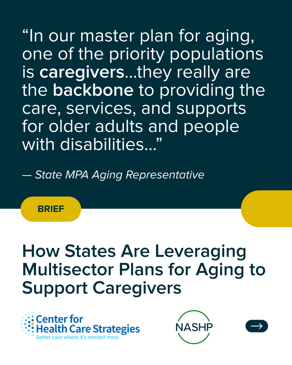 NASHPhealth's tweet photo. How are states using multisector plans for aging to strengthen caregiver support?

A new NASHP + @CHCShealth brief draws on lessons from California, Maryland, North Carolina, Texas, and Vermont https://t.co/6FnE3wwErj https://t.co/XCBL96ZfhE