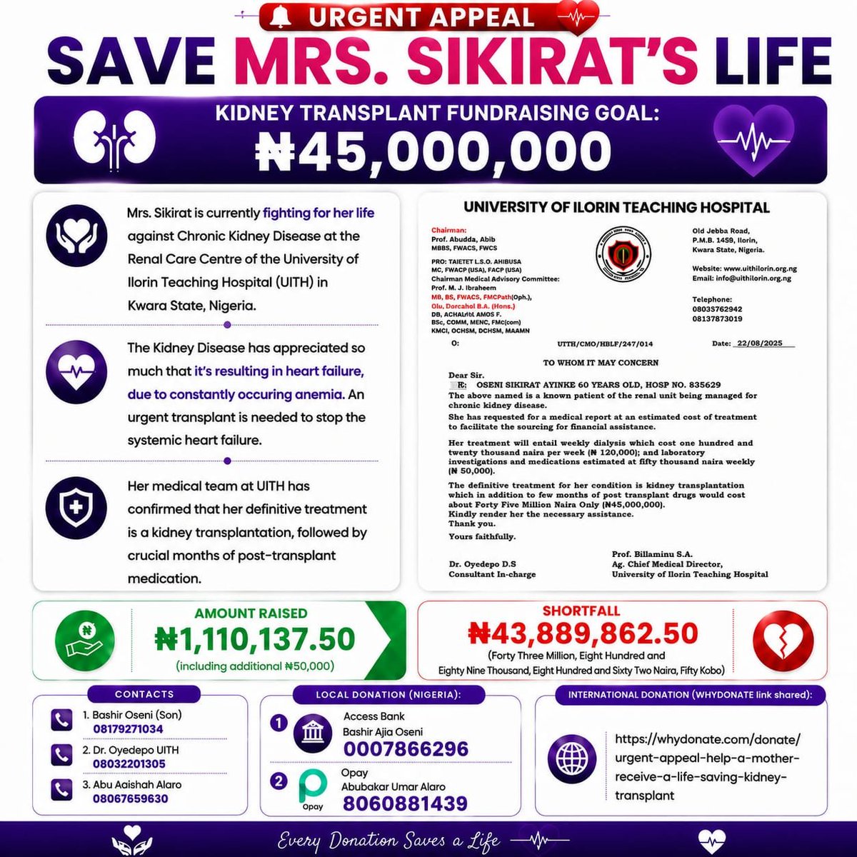 Amony_Ab's tweet photo. *Please donate here*

Nigeria: 
Access Bank
Bashir Ajia Oseni
0007866296

Opay 
Abubakar Umar Alaro 
8060881439

WhyDonate (All countries): 
https://t.co/8bQmjkF3qZ https://t.co/vRiNLHyOWh