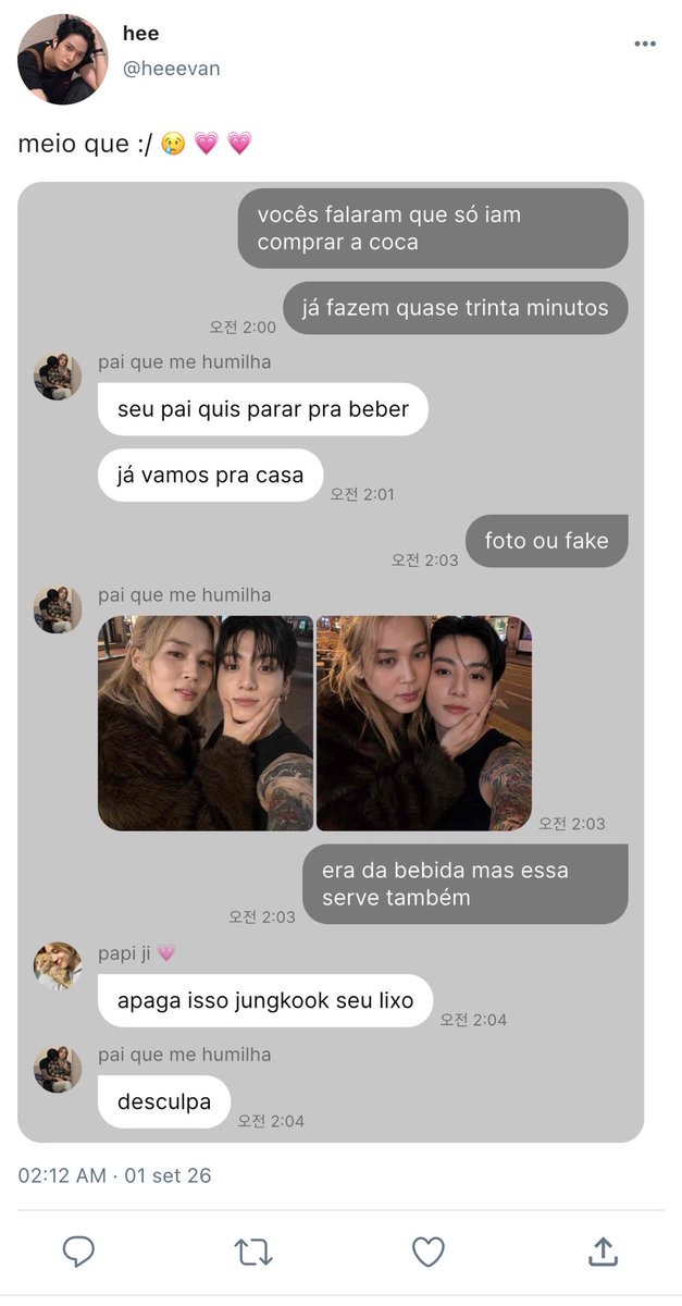 jikoowy's tweet photo. #jikookau

Onde heeseung expõe a relação de seus pais divorciados. https://t.co/vyBV9j9tLg