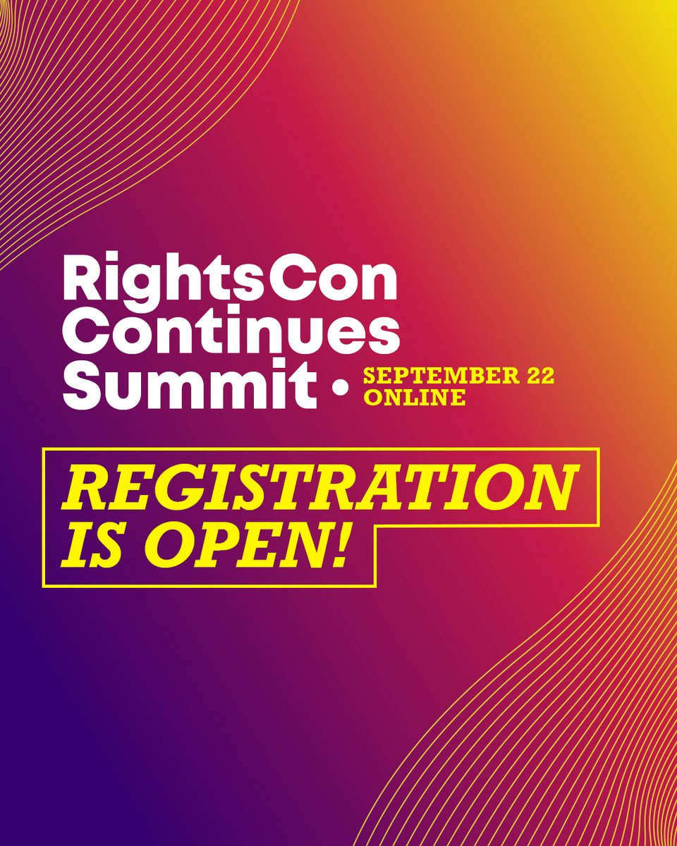 rightscon's tweet photo. Registration is now open for the RightsCon Continues Summit, a global online event taking place over 24 hours starting on September 22, 2026.

Register today: https://t.co/c0rfZ1J595 https://t.co/HF5YDxd322
