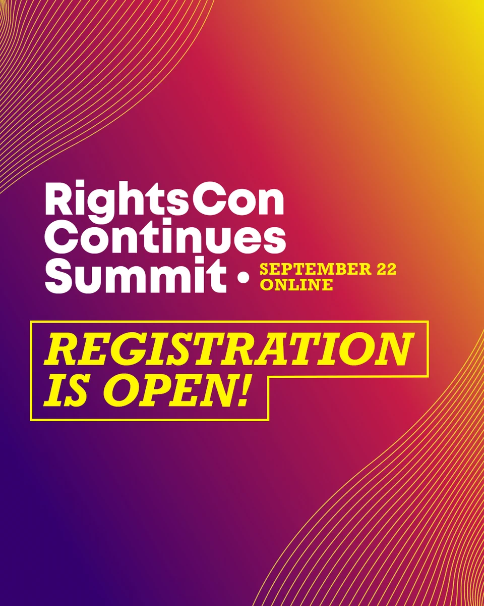 RightsCon Continues Summit - September 22, online. 

Registration is open!