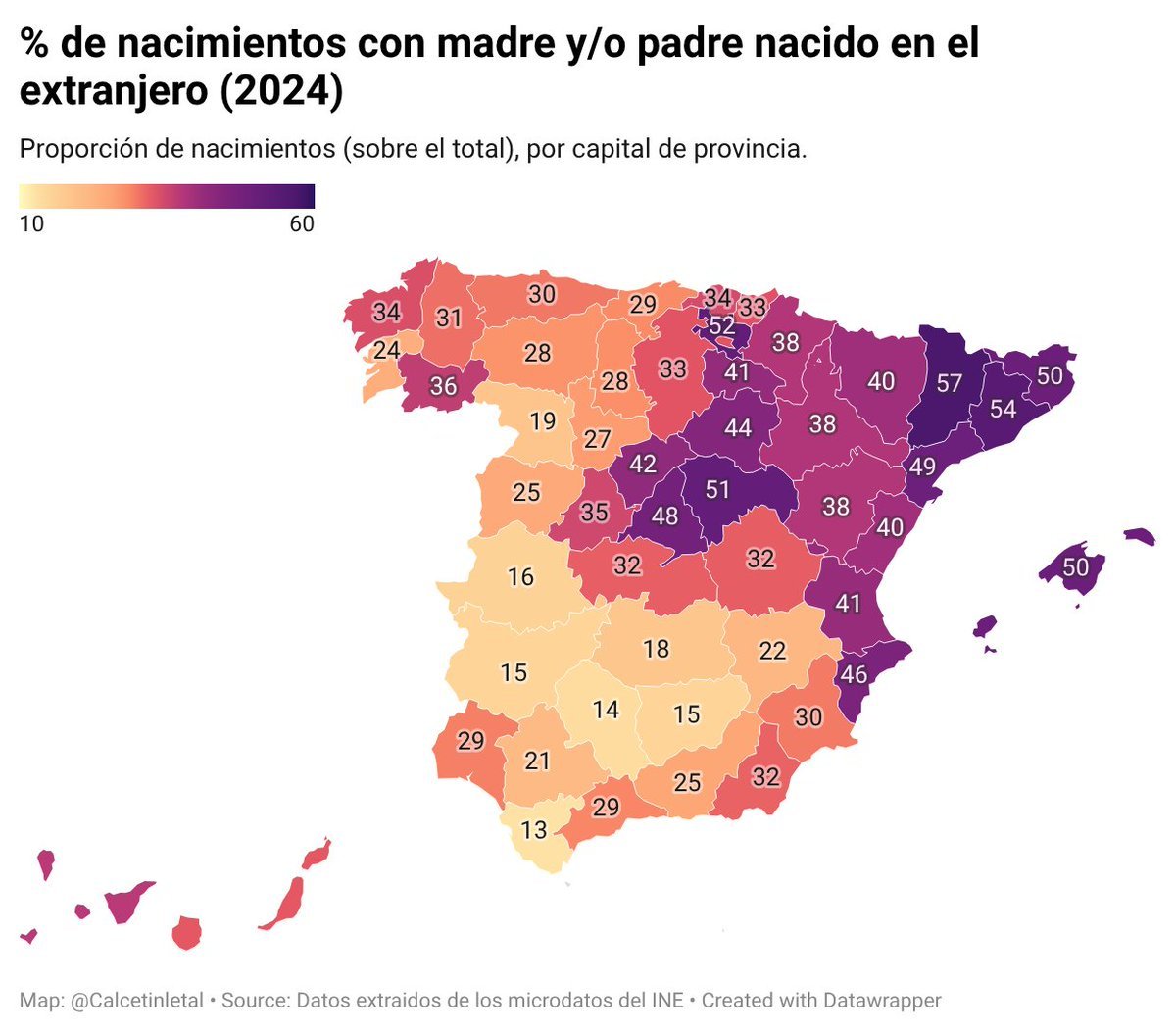 CalcetinLetal's tweet photo. Aquí nacimientos de madre y/o padre nacido en el extranjero (2024)
1-Provincia
2- Capital de provincia https://t.co/z9ZbelF5IT