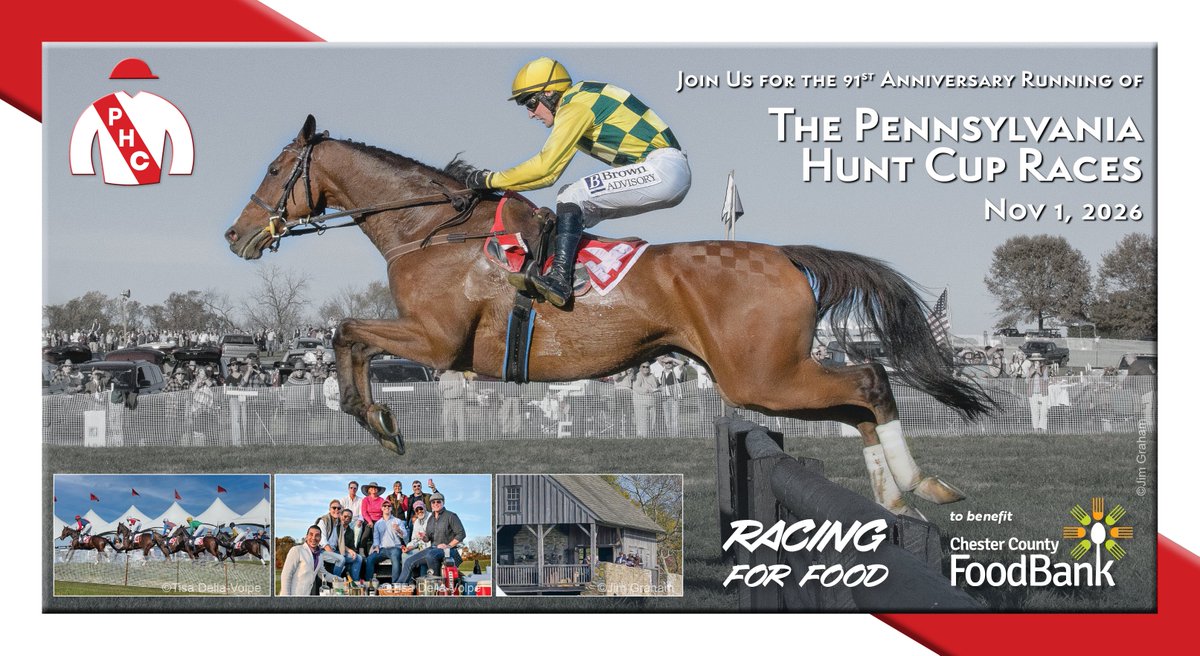 PAHuntCupRaces's tweet photo. Ticket sales BEGIN TODAY for the 91st Anniversary Running of the Pennsylvania Hunt Cup, to be held on Sunday, November 1, 2026. Tickets at https://t.co/AqbrQ3N3bJ https://t.co/70HsPV2nJA