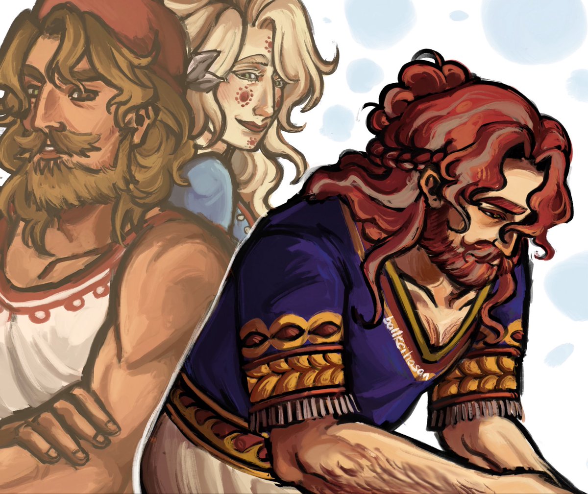 Bal1kcihasann's tweet photo. This gave me motivation to draw this so I might aswell post it here aswell 
#greekmytholgy #art #menelaus #helen #odysseus https://t.co/Nd8vcvUM5c