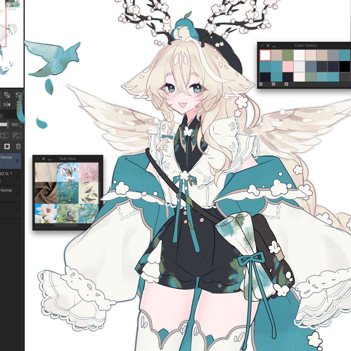 deathlxght's tweet photo. Almond Blossom Sparrow 🐦🌿 
adoptable wip https://t.co/yHUW134VvM