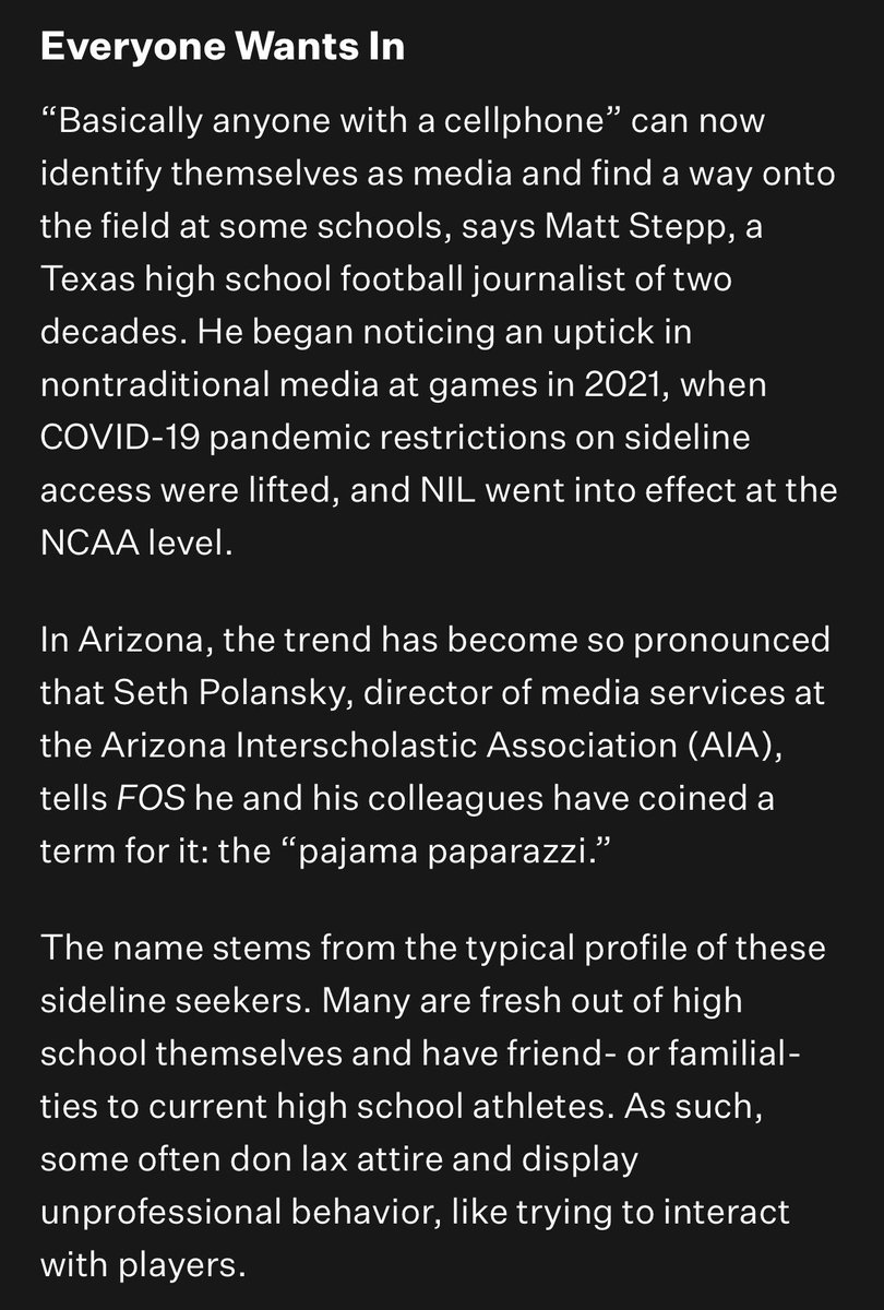 FOSAdam's tweet photo. High school sport events are increasingly populated with a new class of “private content creators,” often hired by players or their parents via casual, modest-sum agreements.

Inside the rise of the “pajama paparazzi”.

@EllynBriggs with the story

https://t.co/oyB66PFVyO https://t.co/HcQcnVHgb6