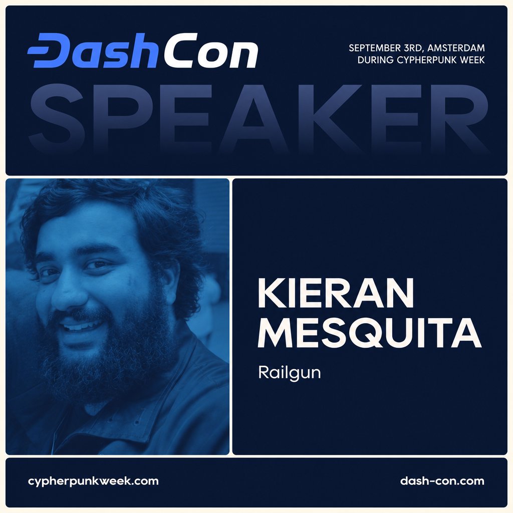 Dashpay's tweet photo. .@mesquka of @railgun_project will be speaking at DashCon!
DashCon is only three days away! Get tickets now:
https://t.co/VPvpxHDZnG https://t.co/ZAfoSae3ii
