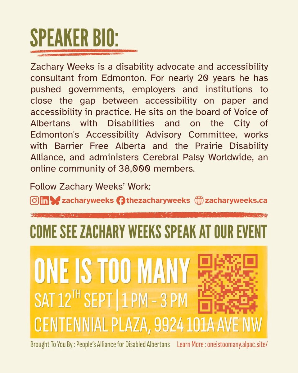 NancyNiederhaus's tweet photo. Our rally and vigil has so many exciting speakers. Please join us and support the disability community.

#ONEISTOOMANY #PADA #BRUCEJOHNSON #ADAPKILLS
@JanisIrwin @MarieFrRenaud @ctvedmonton @YEGMayorOffice @globalnews @camtait @albertaNDP @edmontonjournal @EFFU_209 @HSAAlberta https://t.co/qROYw5Ua94