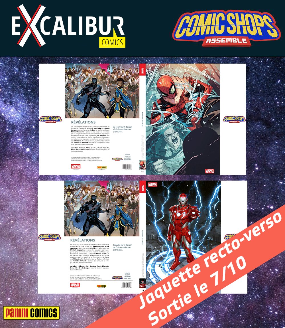 EXCALIBURCOMICS's tweet photo. Ultimate Universe 15 sort en Octobre !

Dans le CSA, nous avions envie de changement !

Voici donc une jaquette exclusive qui sera offerte avec tout achat de Ultimate Universe 15 en édition collector 😉

Pas de code, c'est déjà prévu dans la fiche produit ☺️ https://t.co/VpEdRnQmVB