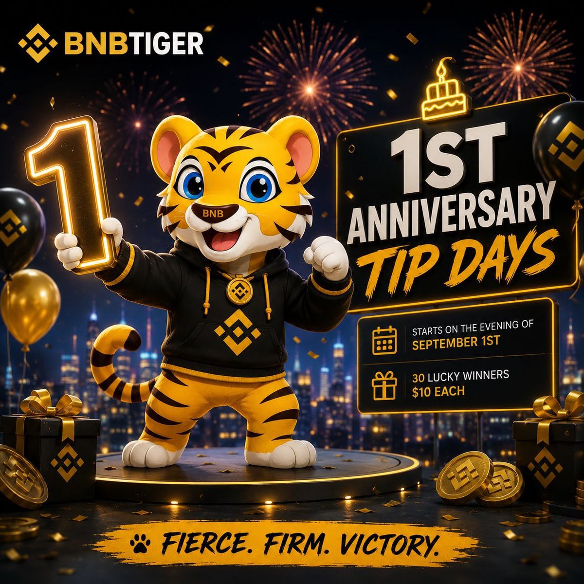 BnbTigerInu's tweet photo. BNBTiger 1st Anniversary Tip Days starts soon! 🎉

Rules are simple:

🎂 Share a “BNBTiger is 1 year old” anniversary visual on your page
👉 Comment here And attach your page link

📌 Tag and follow us: 
 @BNBTigerInu 

🔔 Turn on your notifications
⏰ It all starts on the evening of September 1st.
🐯 30 lucky winners, each at $10

Let’s celebrate together! 🚀