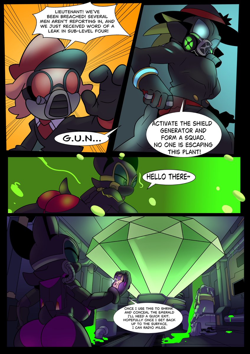 MrL707's tweet photo. ABSOLUTE ROUGE- CHEMICAL CATASTROPHE Pgs 17-20

Written by LT Brogdon
Illustrated by the amazing 
@Erokuman04 

The secrets of the chemicals is revealed, and the Chaos Emerald is in sight! But the mission is far from over!
#absoluterouge #rougethebat #sega #sonicthehedgehog #idw #absolutesonic