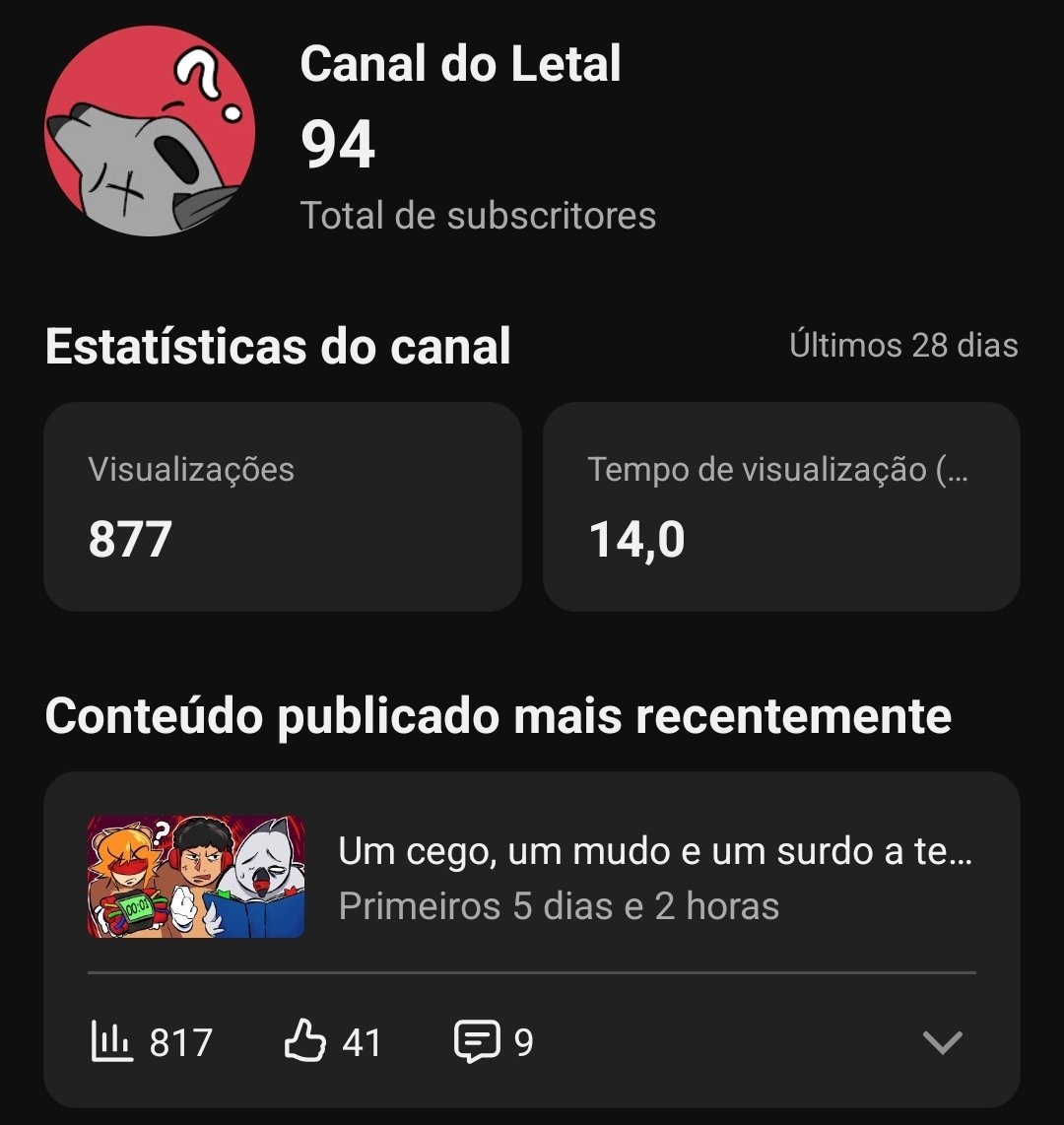 LetalPombo's tweet photo. Descobri a formula para ganhar inscritos
É so ficar um ano sem postar, falta pouco para os 100 🥸 https://t.co/VwZRJZxG12