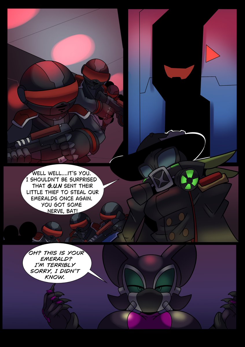 MrL707's tweet photo. ABSOLUTE ROUGE- CHEMICAL CATASTROPHE Pgs 17-20

Written by LT Brogdon
Illustrated by the amazing 
@Erokuman04 

The secrets of the chemicals is revealed, and the Chaos Emerald is in sight! But the mission is far from over!
#absoluterouge #rougethebat #sega #sonicthehedgehog #idw #absolutesonic