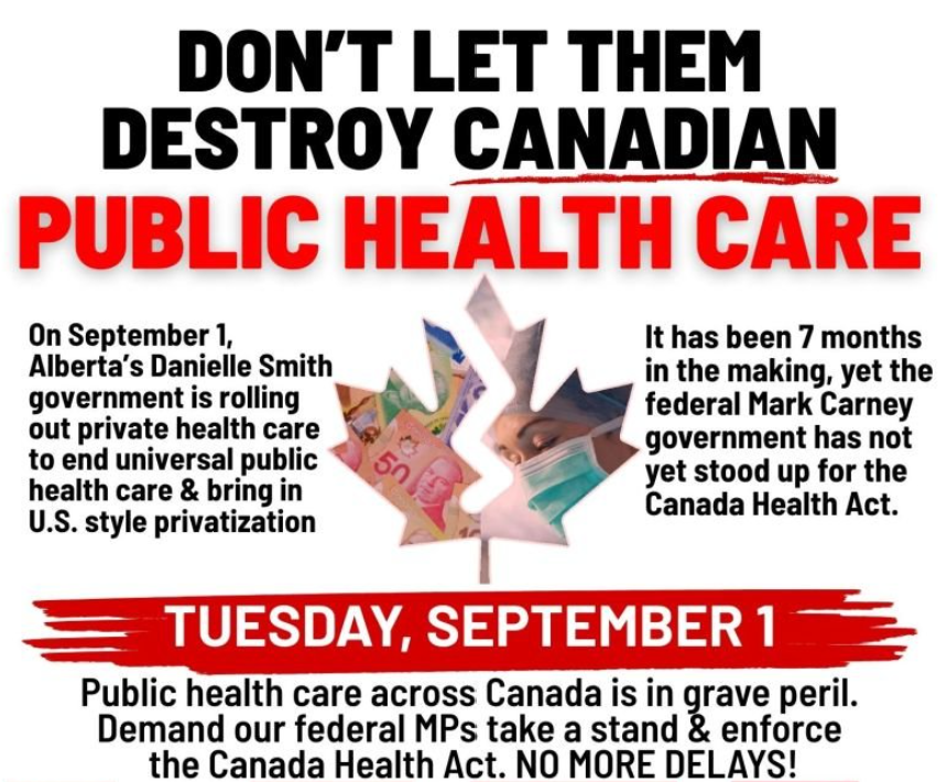 CUPEOntario's tweet photo. Write @MarkJCarney today, because you just *know* @fordnation has US for-profit health care providers on speed dial, waiting to see if the Carney govt will enforce the #CanadaHealthAct . Stop private, for-profit, two-tier health care in Canada! #onpoli https://t.co/4yPXPLIg90