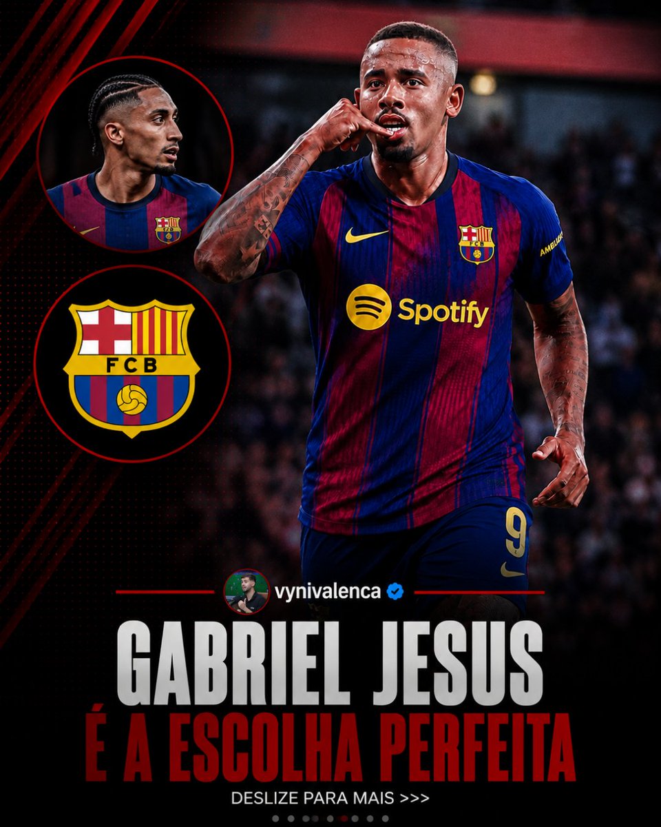 vynivalenca's tweet photo. Gabriel Jesus foi um achado perfeito no atual momento do Barcelona!

Era claro que a principal busca para o ataque do Barcelona na janela era Julian Alvarez. Porém, com as tratativas encerradas, Gabriel Jesus é uma excelente opção!

Explico taticamente abaixo! https://t.co/gimbsrvQSw