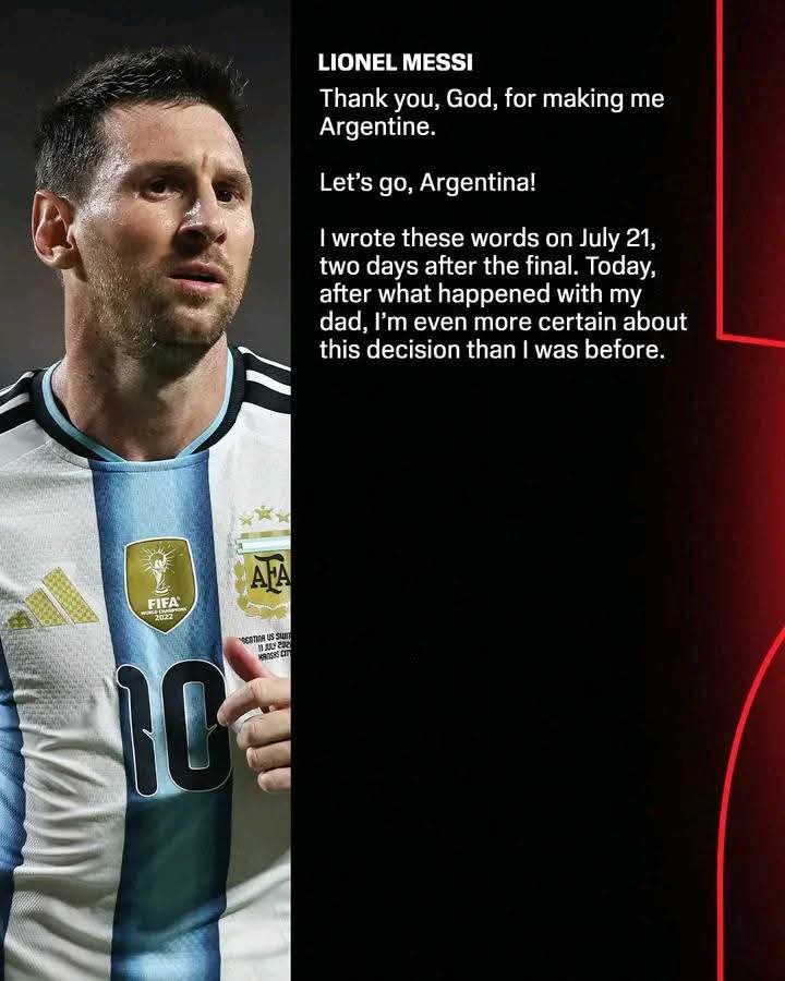 soundez_'s tweet photo. 🚨 BREAKING: Lionel Messi retires from international football at 39 🇦🇷❤️  

The end of an era. 187 caps. World Cup Winner. GOAT.  
Thank you for everything, Leo 🐐 #GraciasLeo #Argentina https://t.co/L4tRRbFW6p