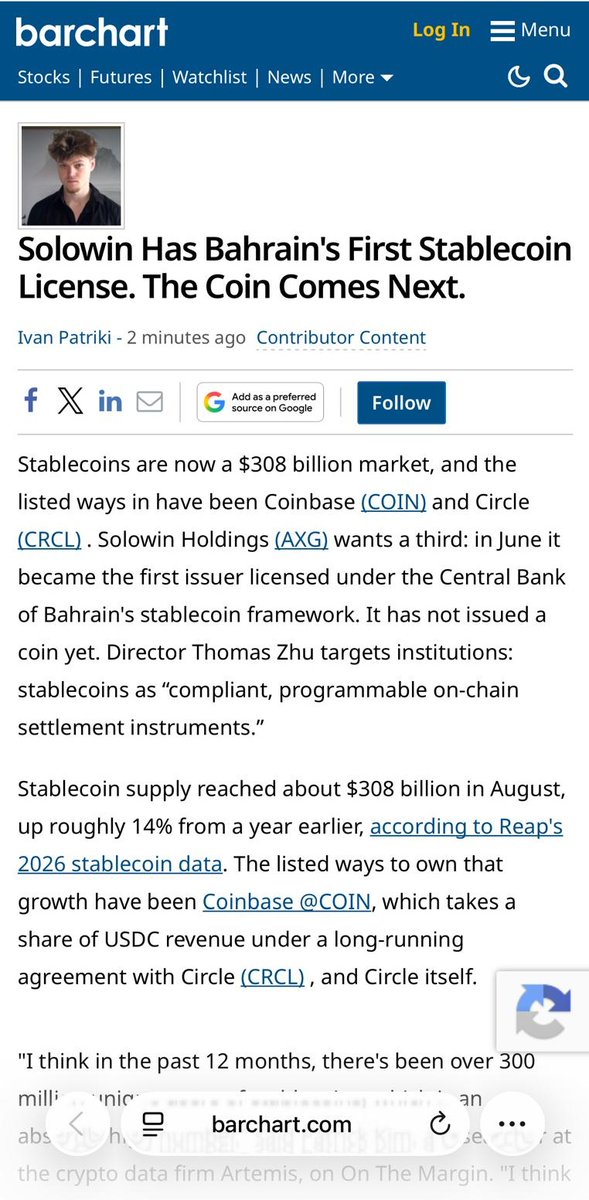 dstraley4's tweet photo. Momentum is bringing AXG back into focus. AI infrastructure, HPC,
stablecoins and tokenization give the story several angles. The market
may be starting to notice. Execution is the next thing to watch. $COIN
$GOOGL $TSLA https://t.co/EgSGJaQJ0O