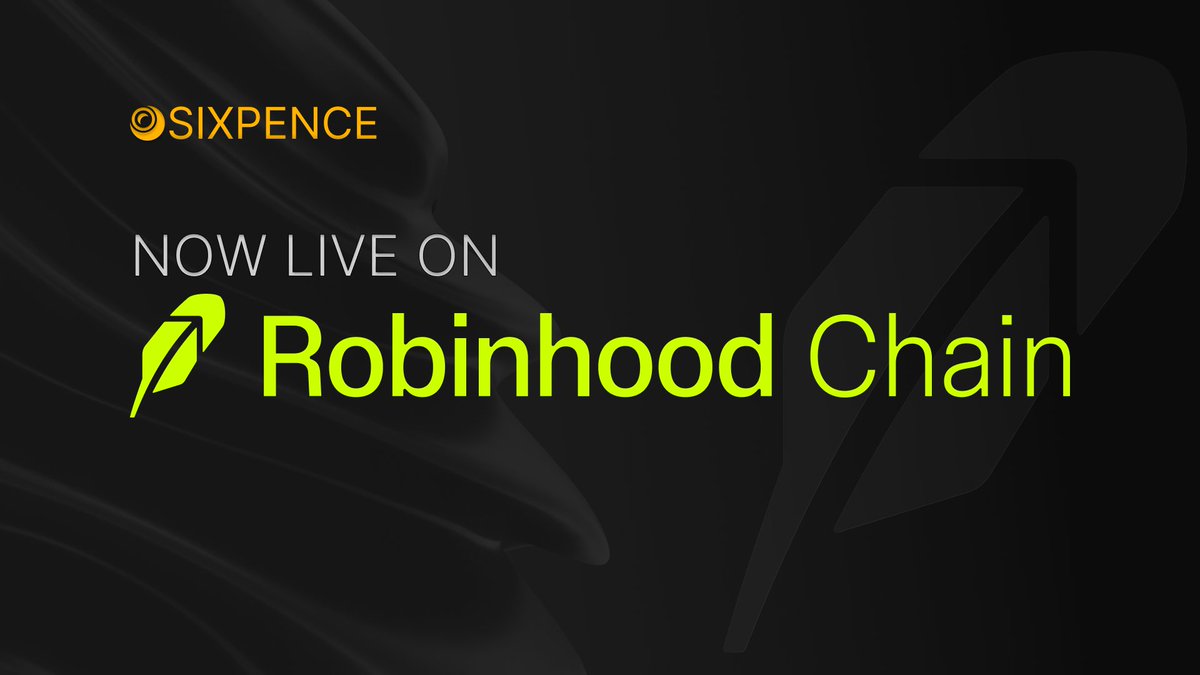 SixpenceAI's tweet photo. 📣 Sixpence is now live on Robinhood Chain. 

Supported assets: 
$NVDA · $TSLA · $CRCL · $SPCX · $MU · $SNDK
🔹Trade them.
🔹Use them as collateral.
🔹Put them to work in vaults.

Robinhood Chain just hit a record $989M in daily DEX volume, while TVL nearly doubled in August to $708M.

We’re building where the market is moving...

https://t.co/nv4iUAg4fk